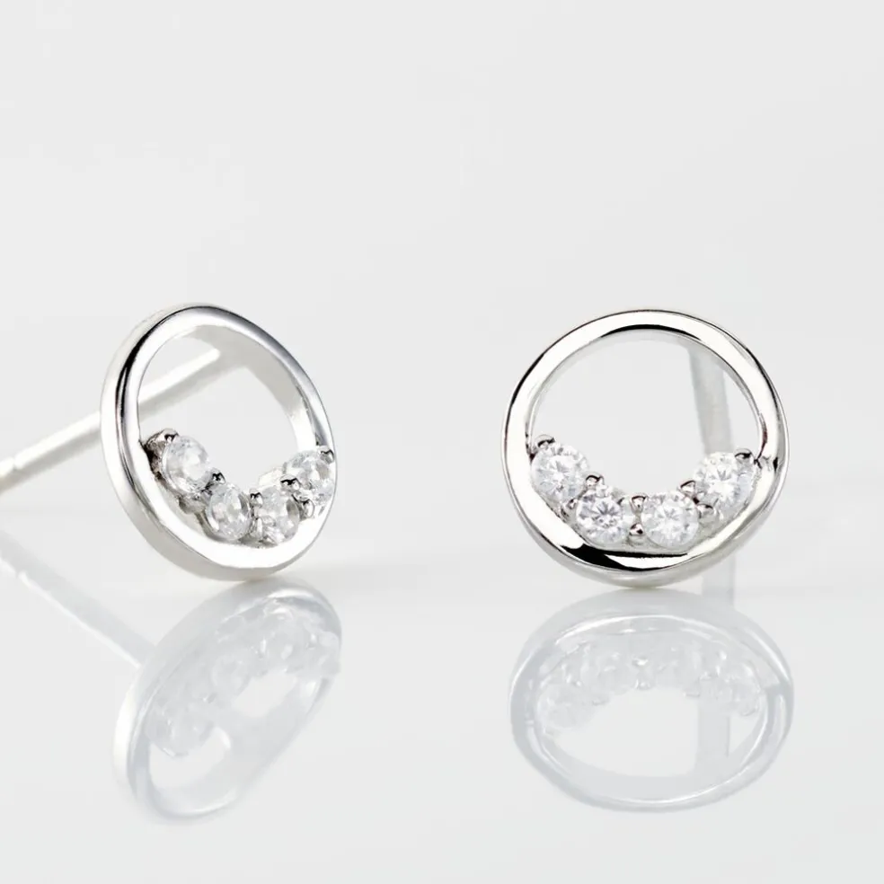 Boucles D'oreilles Puces Argent Blanc Vivence Oxydes De Zirconium