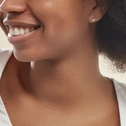 Boucles D'oreilles Puces Argent Blanc Vivence Oxydes De Zirconium