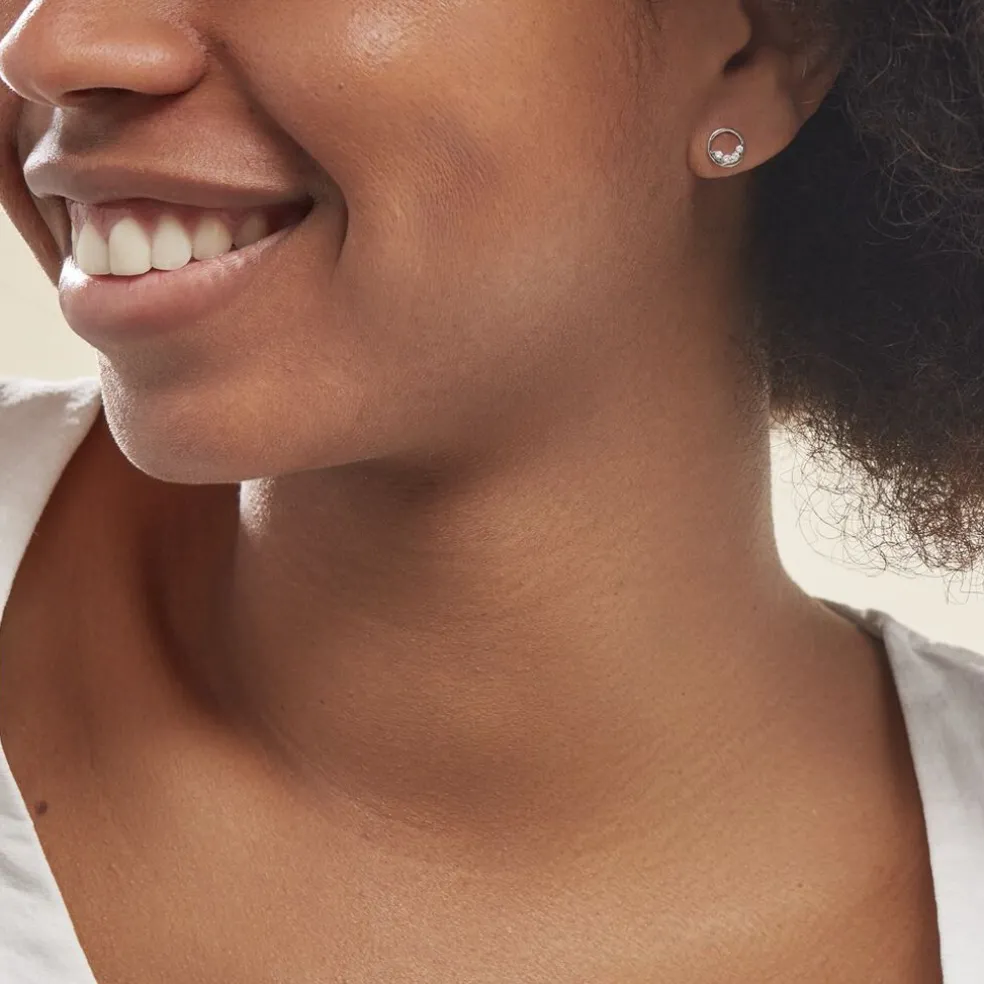 Boucles D'oreilles Puces Argent Blanc Vivence Oxydes De Zirconium