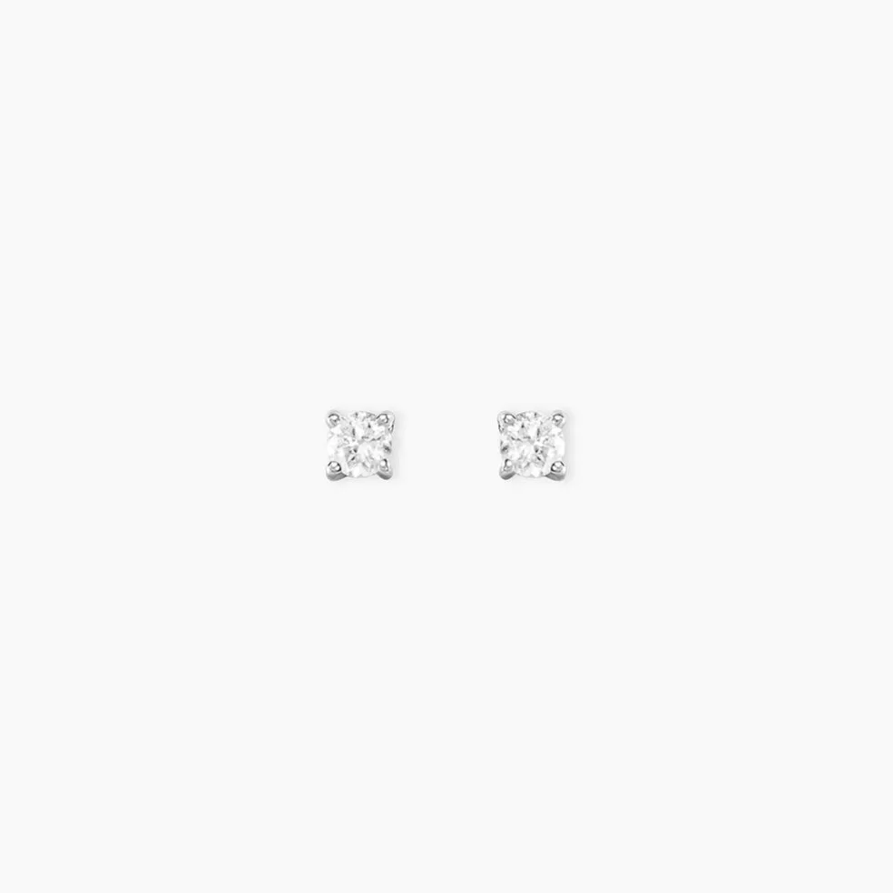Boucles D'Oreilles Puces Aphrodite Or Blanc Diamant