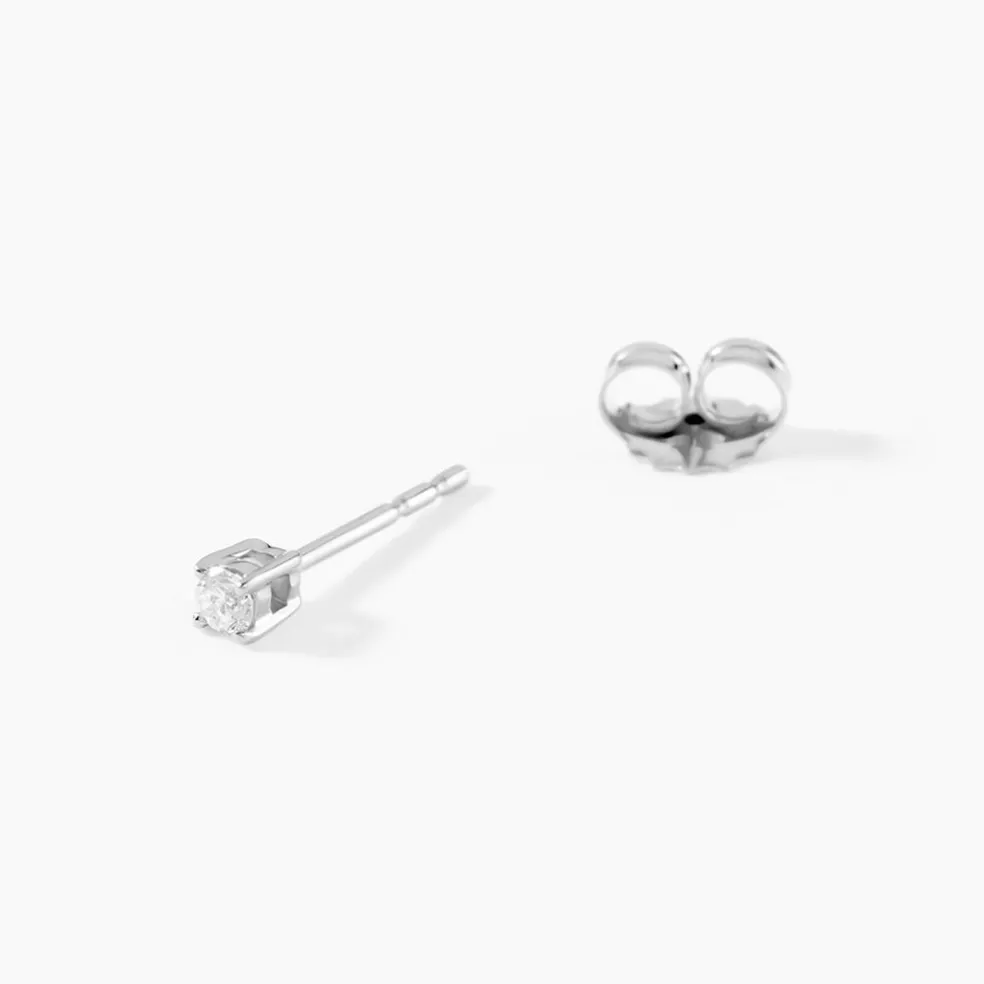 Boucles D'Oreilles Puces Aphrodite Or Blanc Diamant