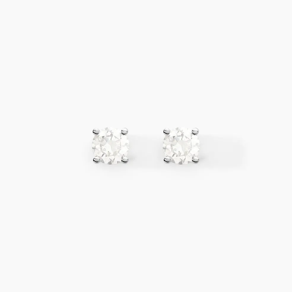 Boucles D'oreilles Puces Aphrodite Or Blanc Diamant