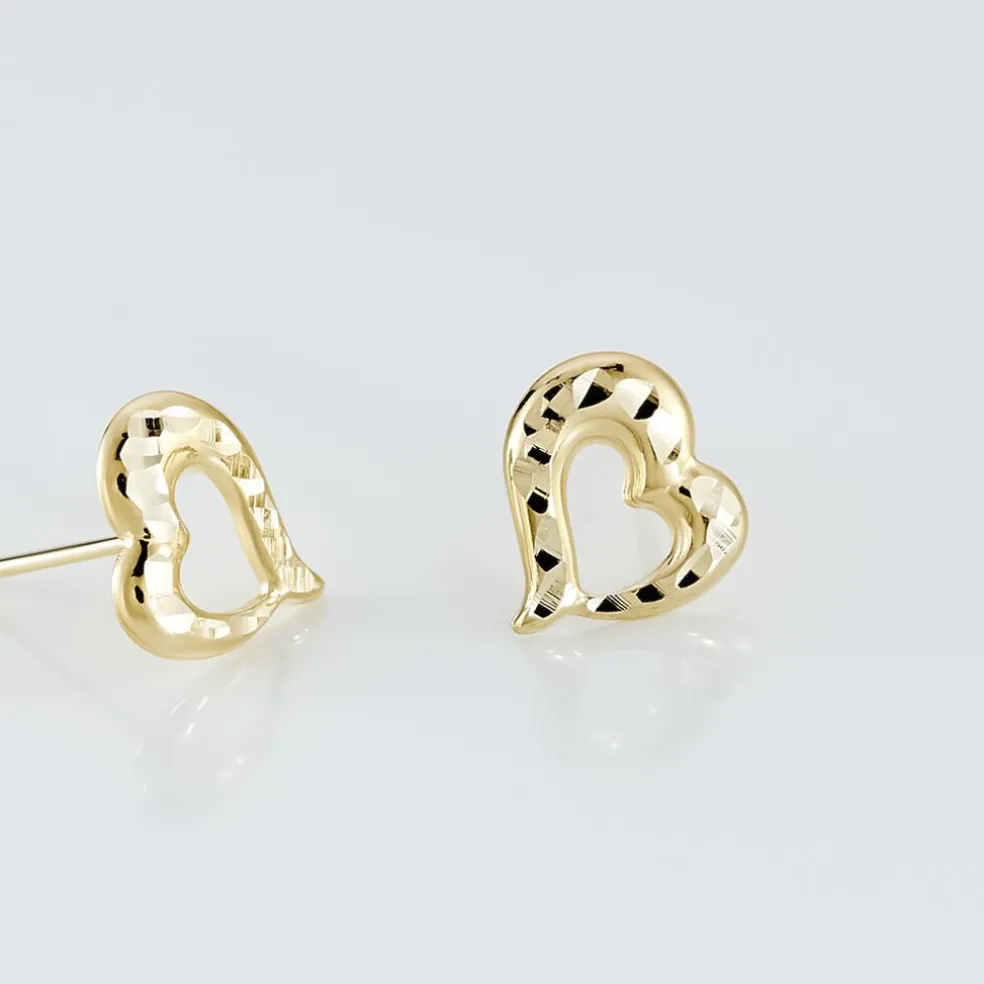 Boucles D'oreilles Puces Anne-maudae Coeurs Or Jaune
