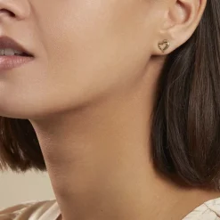 Boucles D'oreilles Puces Anne-maudae Coeurs Or Jaune