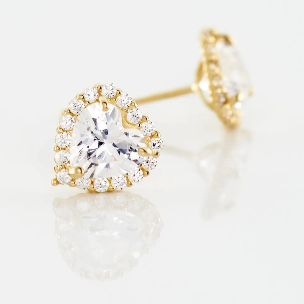 Boucles D'oreilles Puces Aymane Or Jaune Oxyde De Zirconium