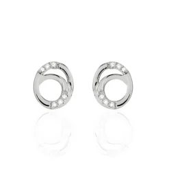 Boucles D'oreilles Puces Annea Argent Blanc Oxyde De Zirconium