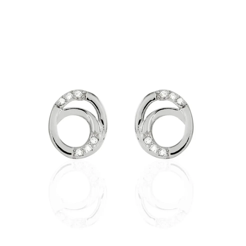 Boucles D'oreilles Puces Annea Argent Blanc Oxyde De Zirconium