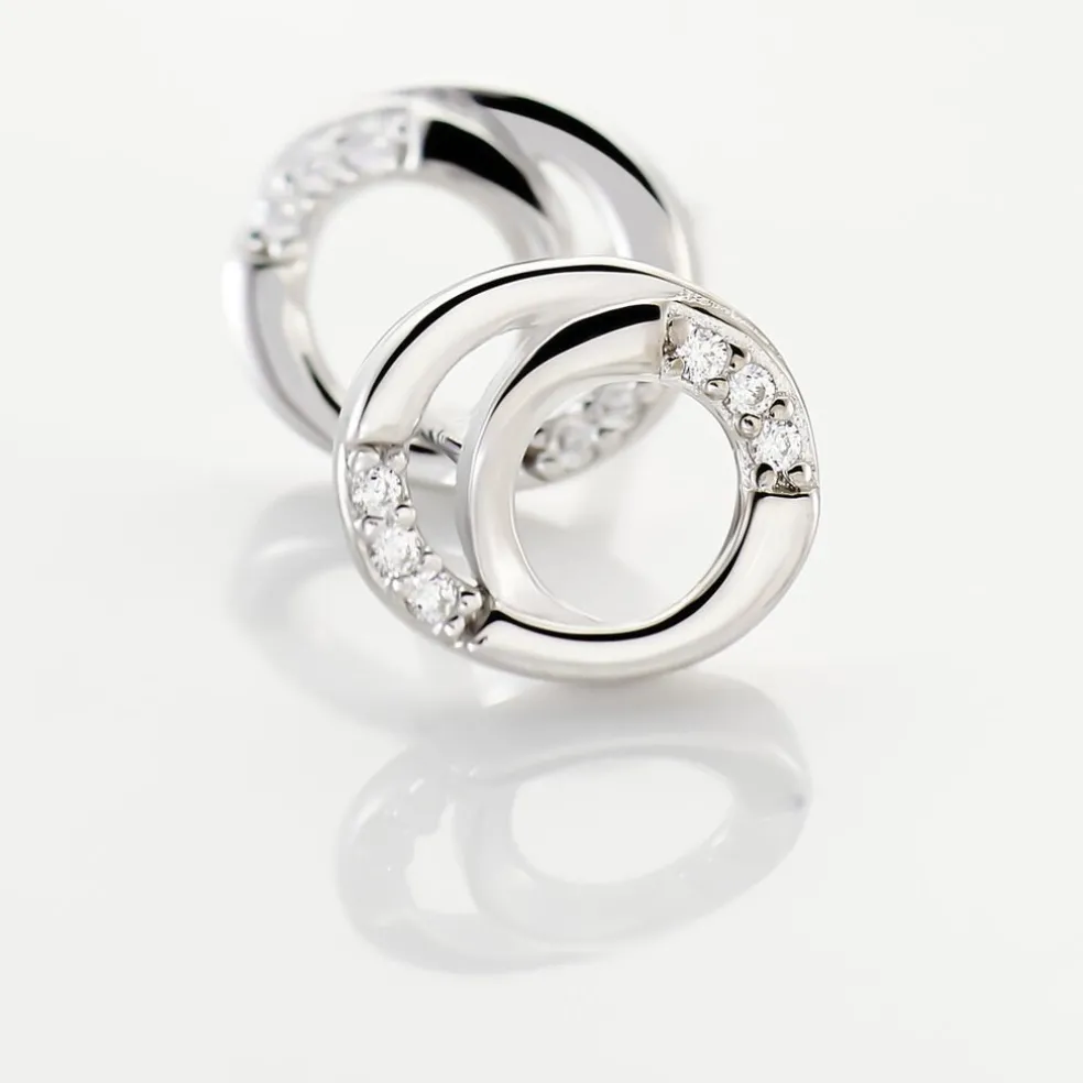 Boucles D'oreilles Puces Annea Argent Blanc Oxyde De Zirconium