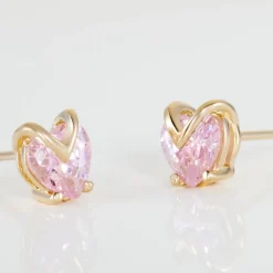 Boucles D'oreilles Puces Abelinia Plaqué Or Jaune Oxyde De Zirconium