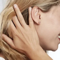 Boucles D'oreilles Puces Abelinia Plaqué Or Jaune Oxyde De Zirconium