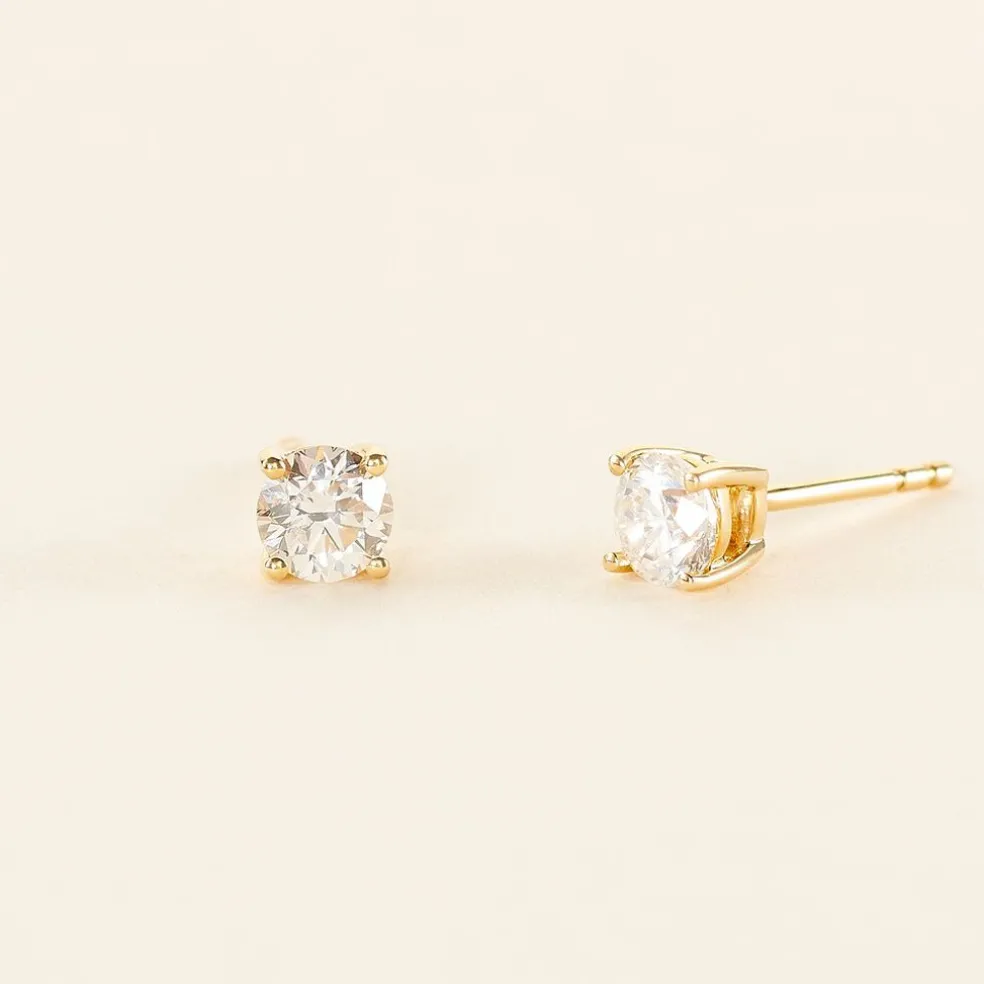 Boucles D'oreilles Puces Aphrodite Or Jaune Diamant
