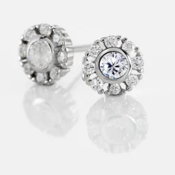 Boucles D'oreilles Puces Argent Blanc Gwenegan Oxydes De Zirconium