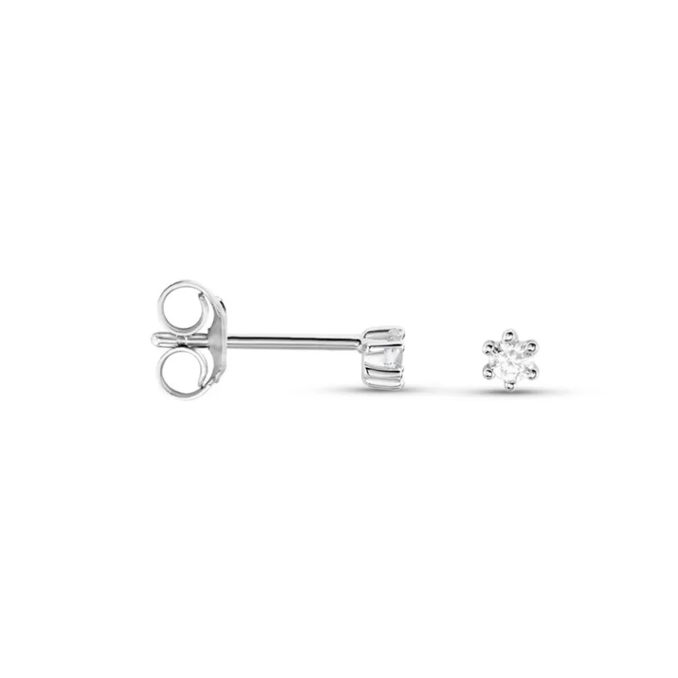 Boucles D'oreilles Puces Allison Argent Blanc Oxyde De Zirconium