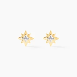 Boucles D'oreilles Puces Astralia Or Jaune Oxyde De Zirconium