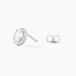 Boucles D'oreilles Puces Albertina Argent Blanc Oxyde De Zirconium