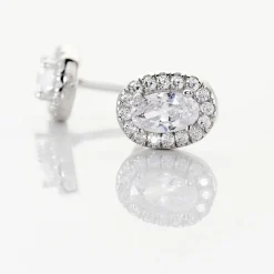 Boucles D'oreilles Puces Albertina Argent Blanc Oxyde De Zirconium