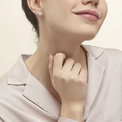 Boucles D'oreilles Puces Albertina Argent Blanc Oxyde De Zirconium