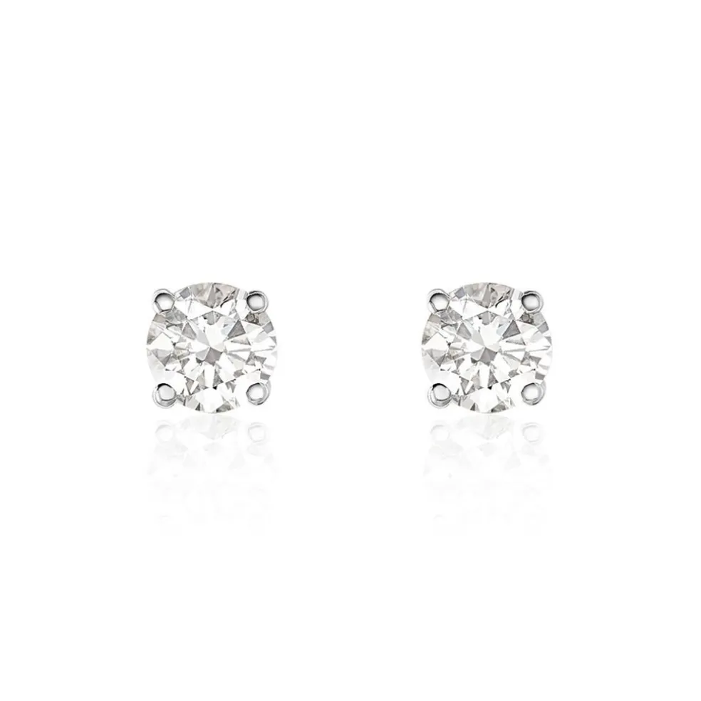 Boucles D'oreilles Puces Aphrodite Platine Blanc Diamant