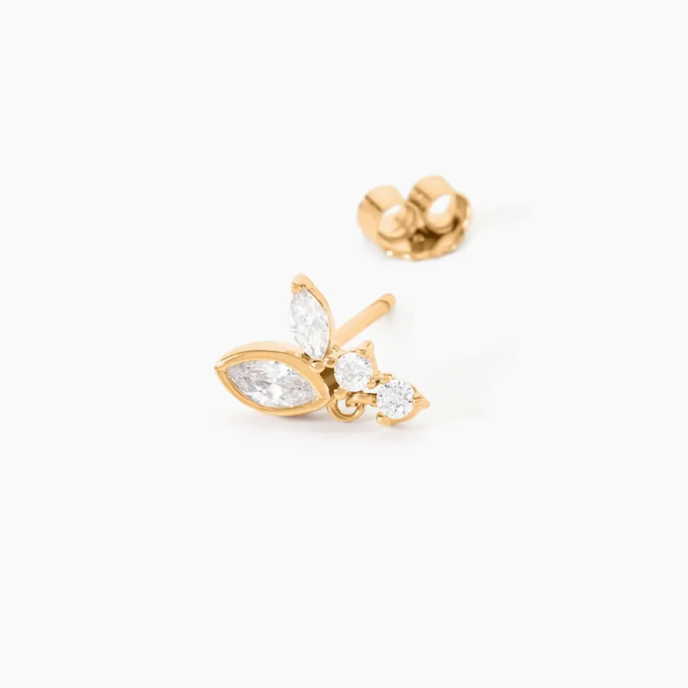 Boucles D'Oreilles Puces Aurena Plaque Or Jaune Oxyde De Zirconium