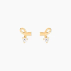 Boucles D'oreilles Puces Alvina Ruban Or Jaune Oxyde De Zirconium