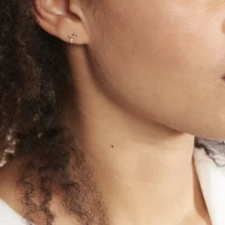 Boucles D'oreilles Puces Alvina Ruban Or Jaune Oxyde De Zirconium