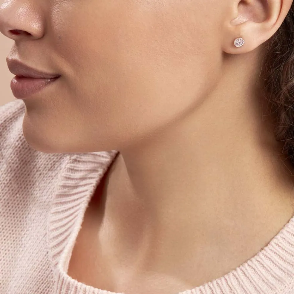 Boucles D'oreilles Puces Auxana Argent Rose Oxyde De Zirconium