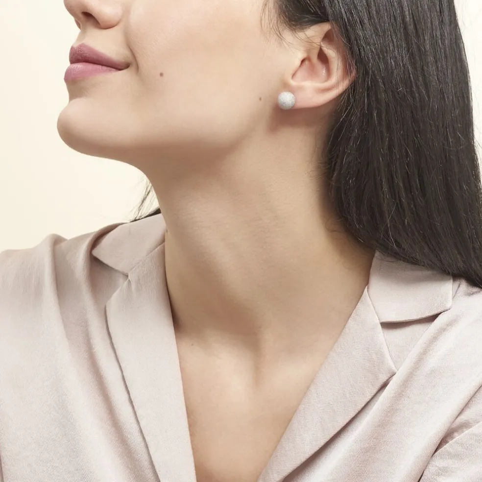 Boucles D'oreilles Puces Ayana Argent Blanc