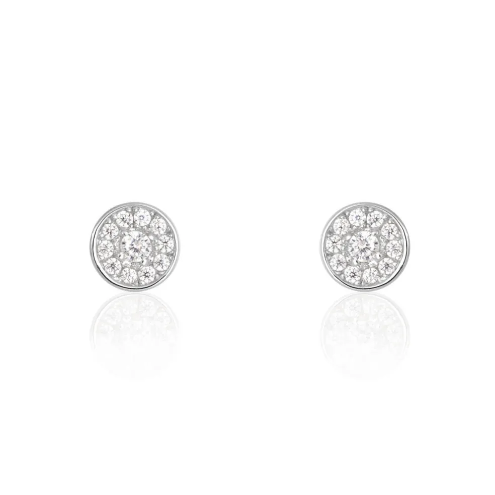 Boucles D'oreilles Puces Auxana Argent Blanc Oxyde De Zirconium