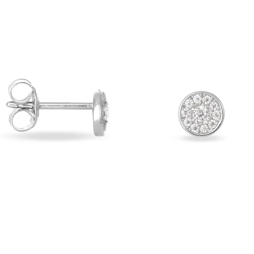 Boucles D'oreilles Puces Auxana Argent Blanc Oxyde De Zirconium
