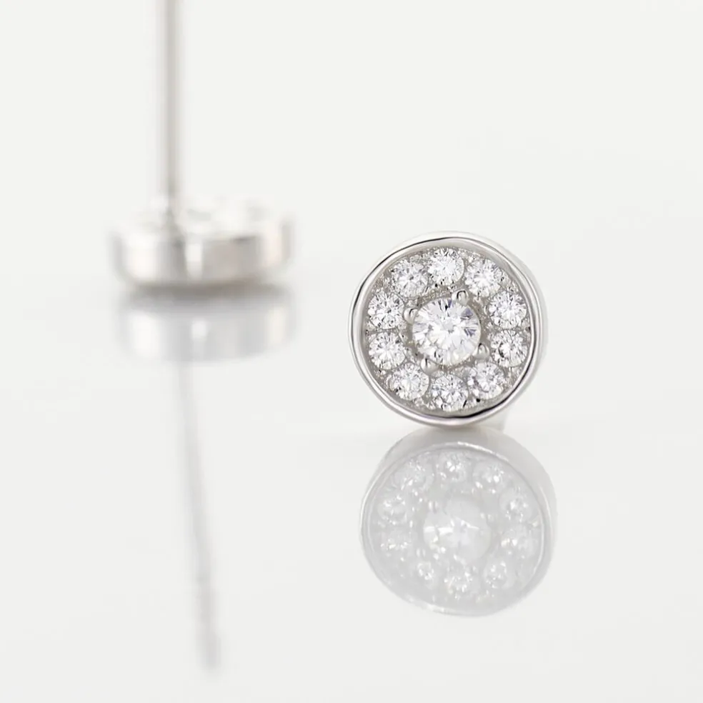 Boucles D'oreilles Puces Auxana Argent Blanc Oxyde De Zirconium