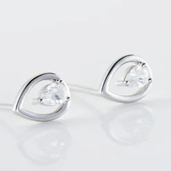 Boucles D'oreilles Puces Argent Blanc Temusio Oxydes De Zirconium