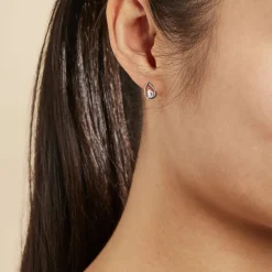 Boucles D'oreilles Puces Argent Blanc Temusio Oxydes De Zirconium