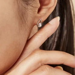 Boucles D'oreilles Puces Argent Blanc Temusio Oxydes De Zirconium