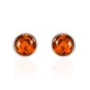 Boucles D'oreilles Puces Argent Blanc Acacia  Ambre