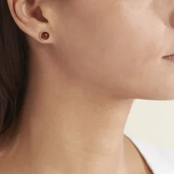 Boucles D'oreilles Puces Argent Blanc Acacia  Ambre