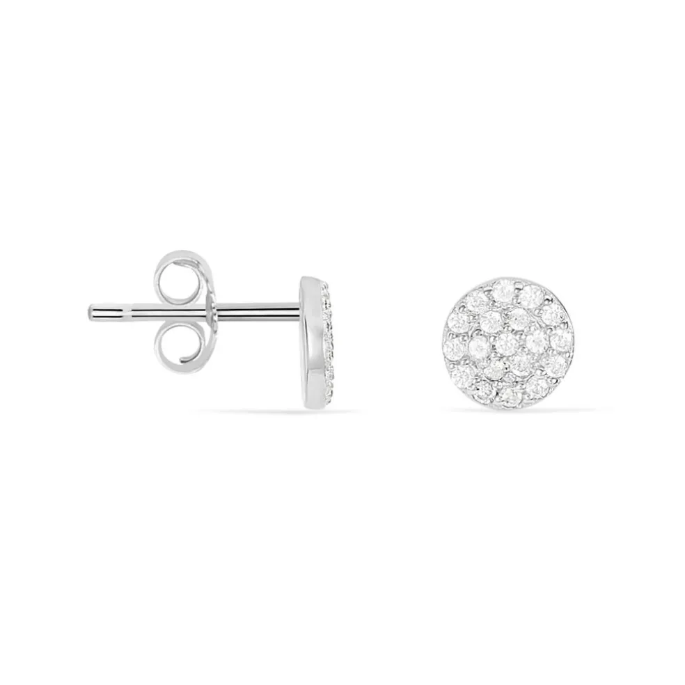 Boucles D'oreilles Puces Angeles Argent Blanc Oxyde De Zirconium