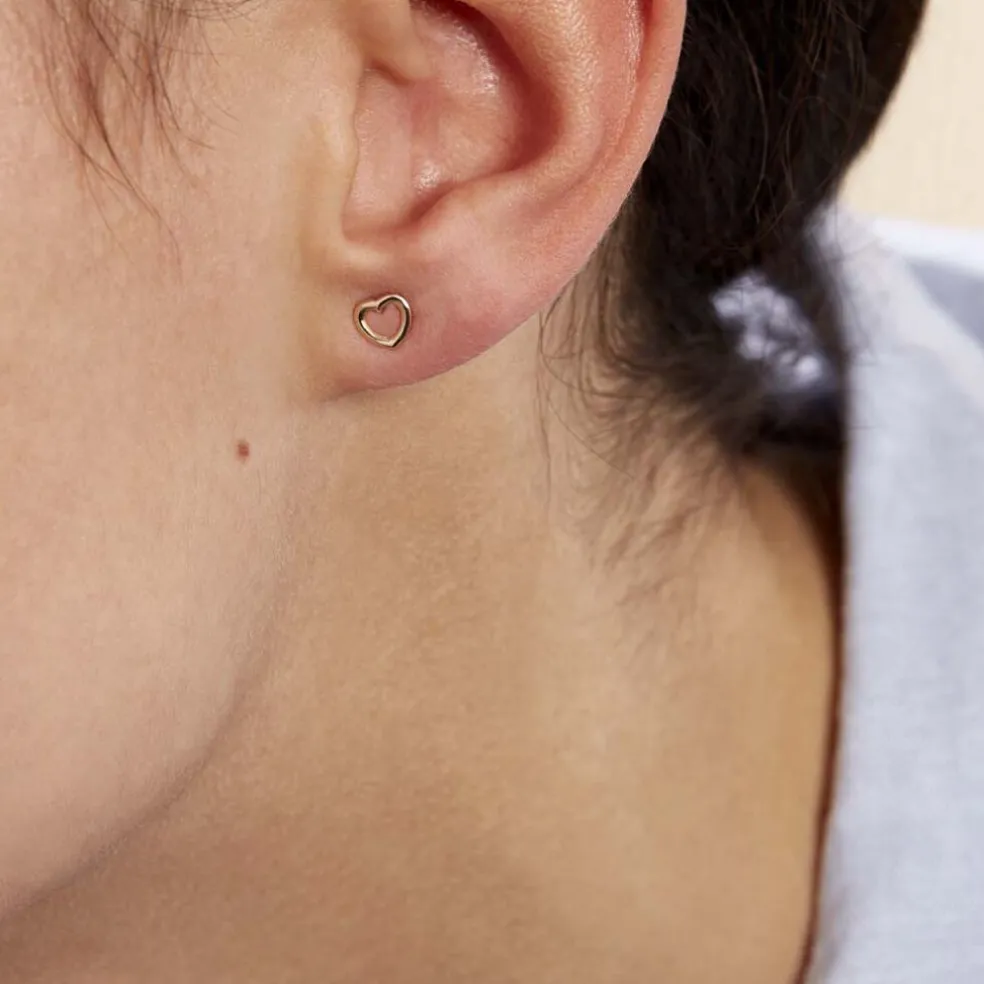 Boucles D'oreilles Puces Anne-maudae Coeurs Or Jaune