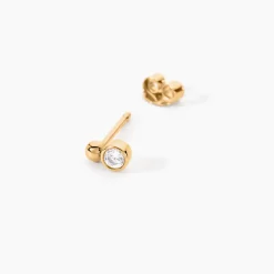 Boucles D'Oreilles Puces Aura Plaque Or Jaune Oxyde De Zirconium