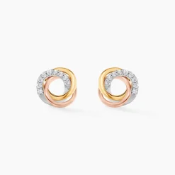 Boucles D'oreilles Puces Amaiur Or Tricolore Oxydes De Zirconium