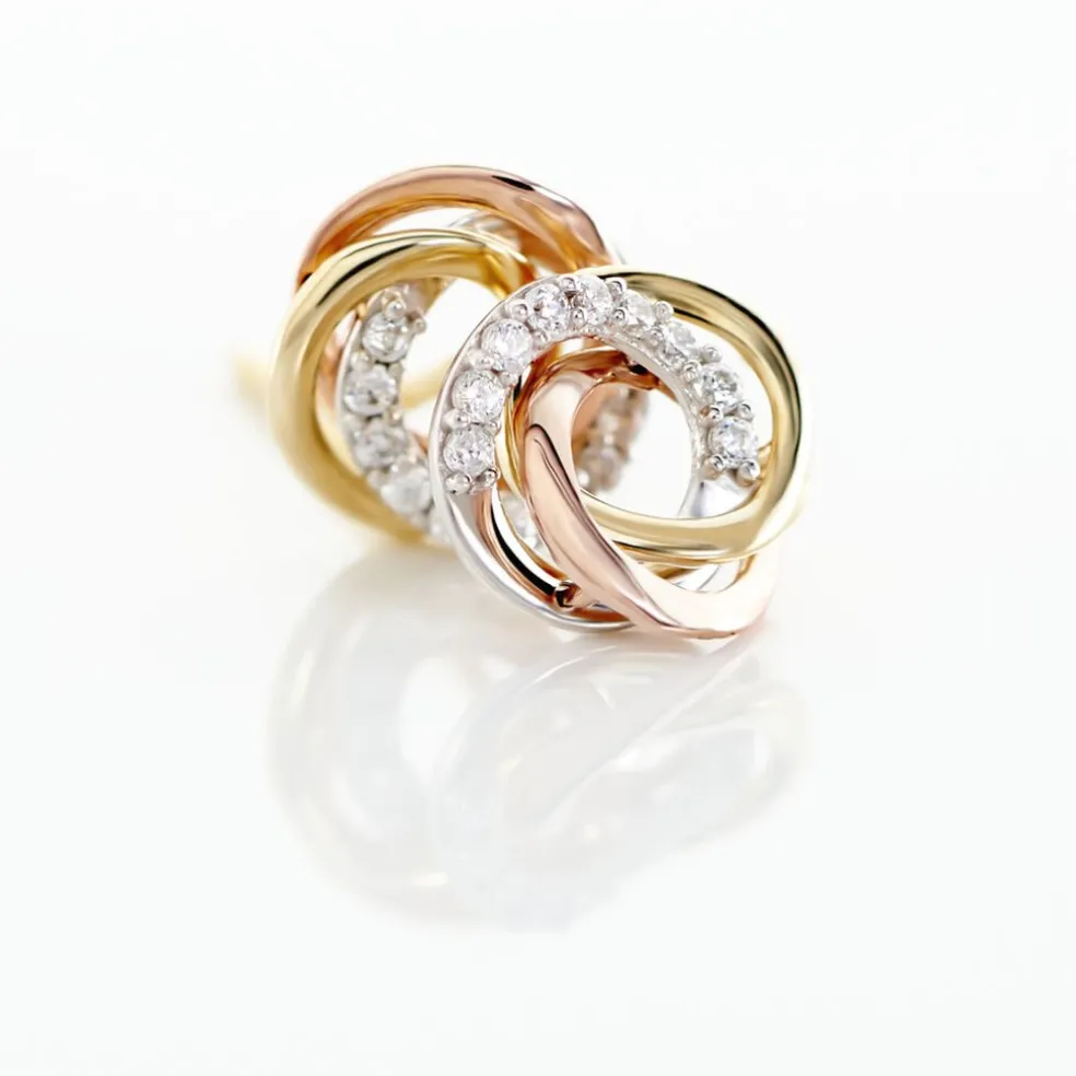 Boucles D'oreilles Puces Amaiur Or Tricolore Oxydes De Zirconium