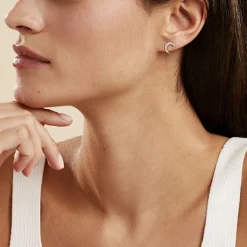 Boucles D'oreilles Puces Astre Argent Blanc