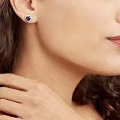 Boucles D'oreilles Puces Argent Blanc Sphinx Pierres