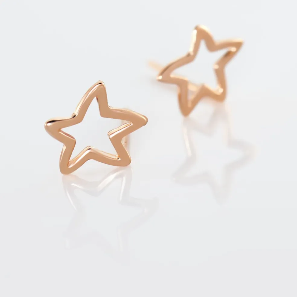 Boucles D'oreilles Puces Alphonsine Etoile De Mer Or Rose