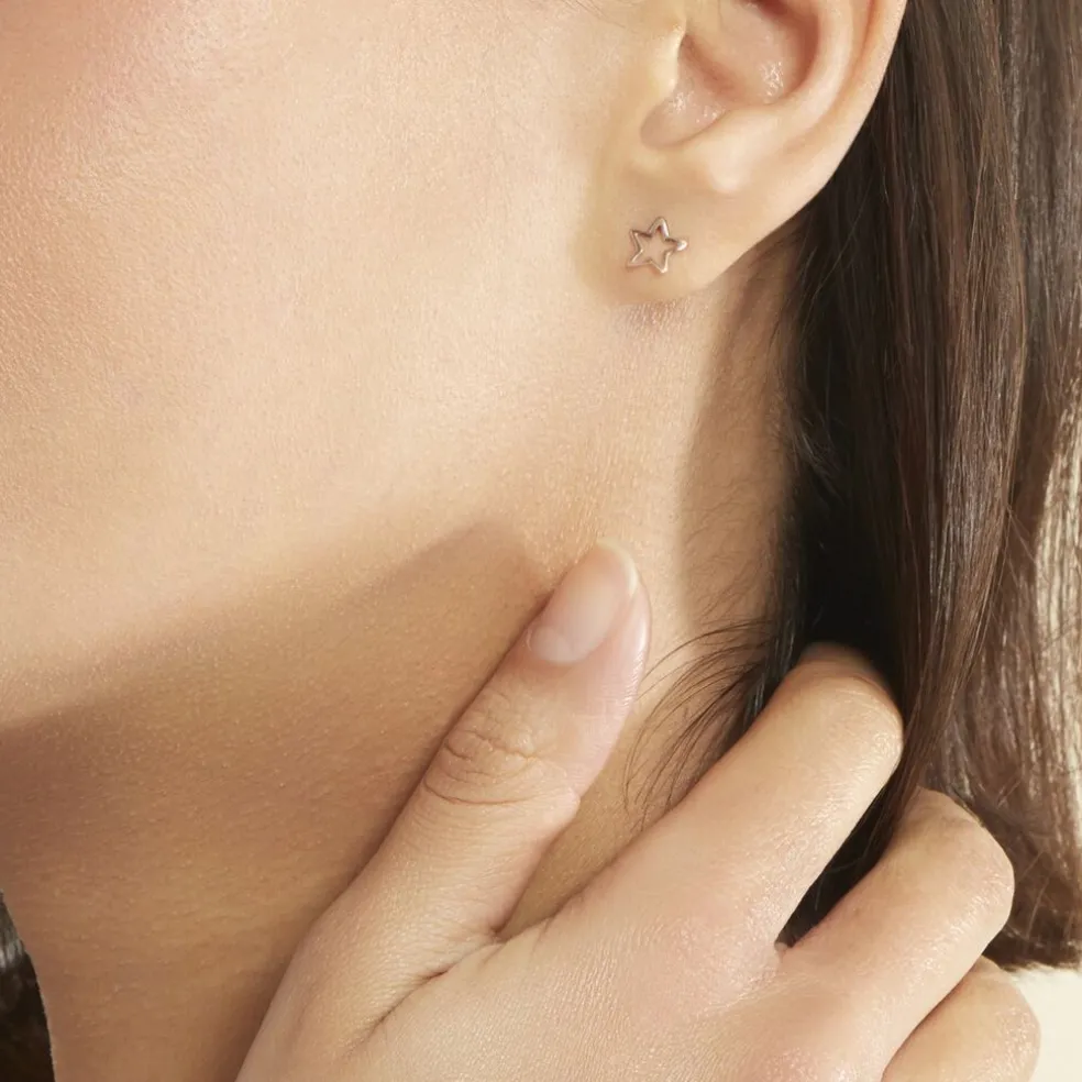 Boucles D'oreilles Puces Alphonsine Etoile De Mer Or Rose