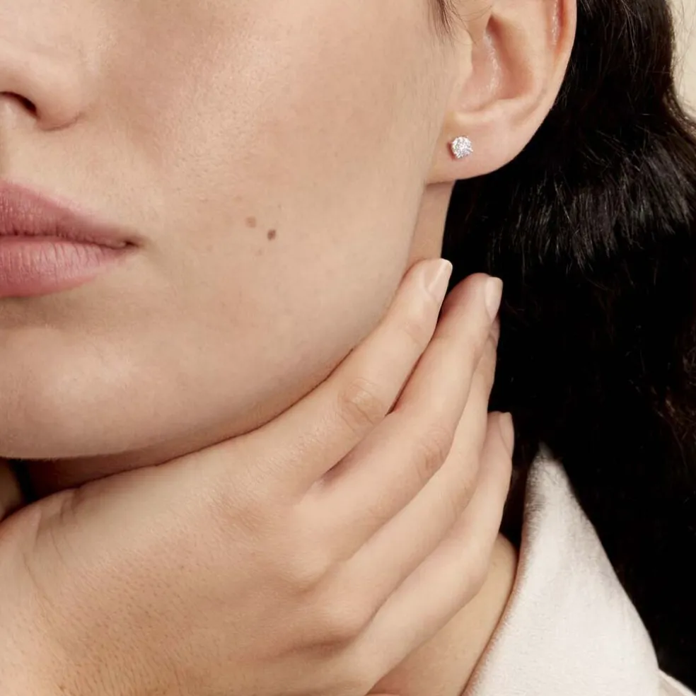 Boucles D'oreilles Puces Artemis Or Blanc Diamant