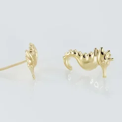 Boucles D'oreilles Puces Ambrosie Hippocampe Or Jaune