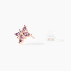 Boucles D'oreilles Puces Anabele Or Rose Amethyste Oxyde