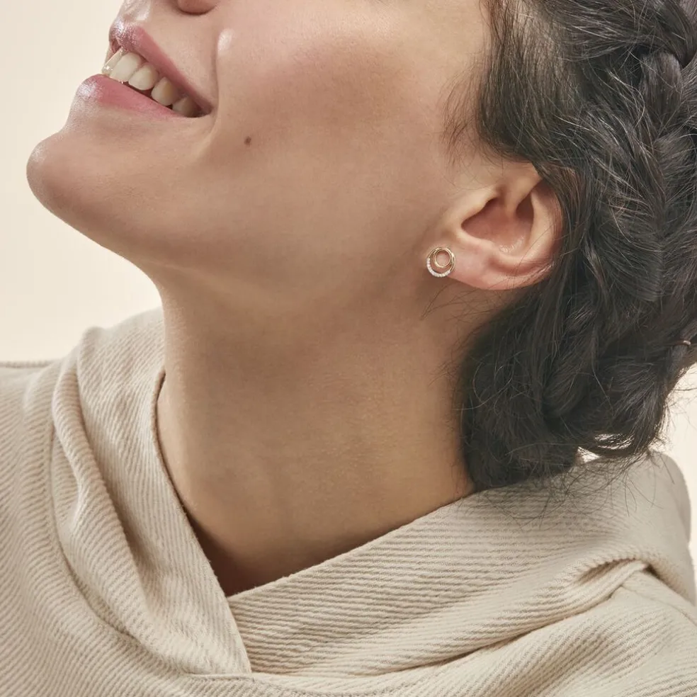 Boucles D'oreilles Puces Atlanta Or Jaune Diamant