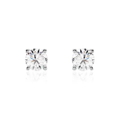 Boucles D'oreilles Puces Aphrodite Or Blanc Diamant
