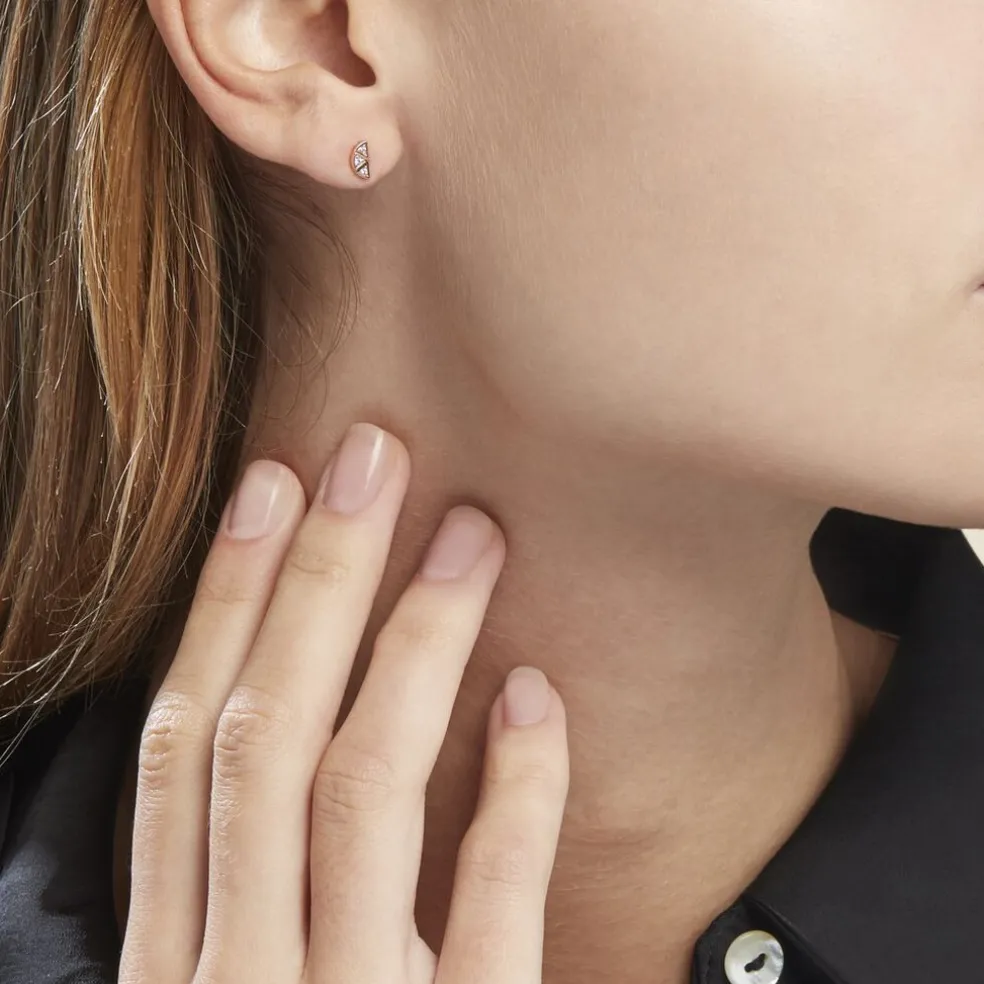 Boucles D'oreilles Puces Argent Rose Donella Oxyde De Zirconium